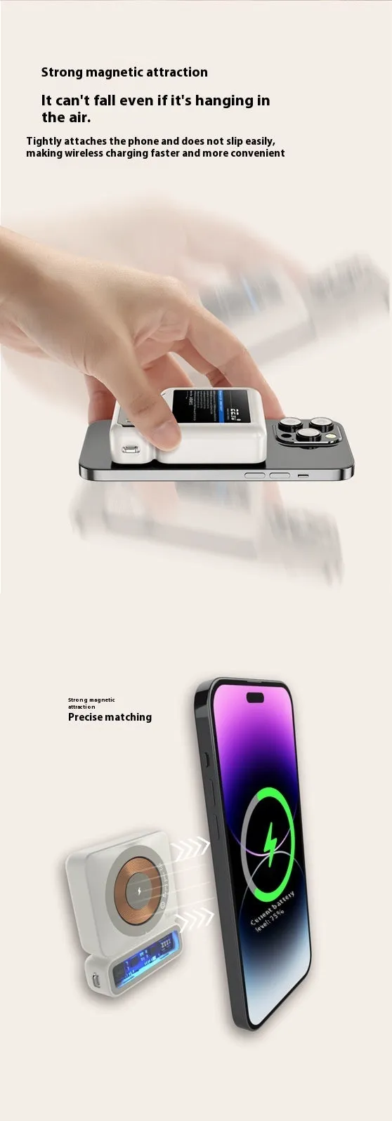 225W Fast Charging Wireless Magnetic Power Bank | Large Capacity | Retro Gray Design