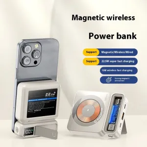 225W Fast Charging Wireless Magnetic Power Bank | Large Capacity | Retro Gray Design