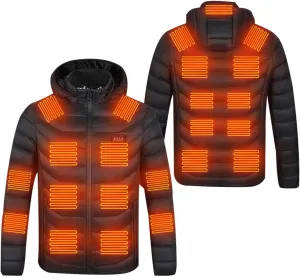 23 Heating Zones Heated Jacket for Men Instant Warmth Heating Hoodie Body Warmer Four Switches Heated Coat Hooded Heating Warm Jackets Outerwear Outdoor Camping Hiking Hunting Skiing