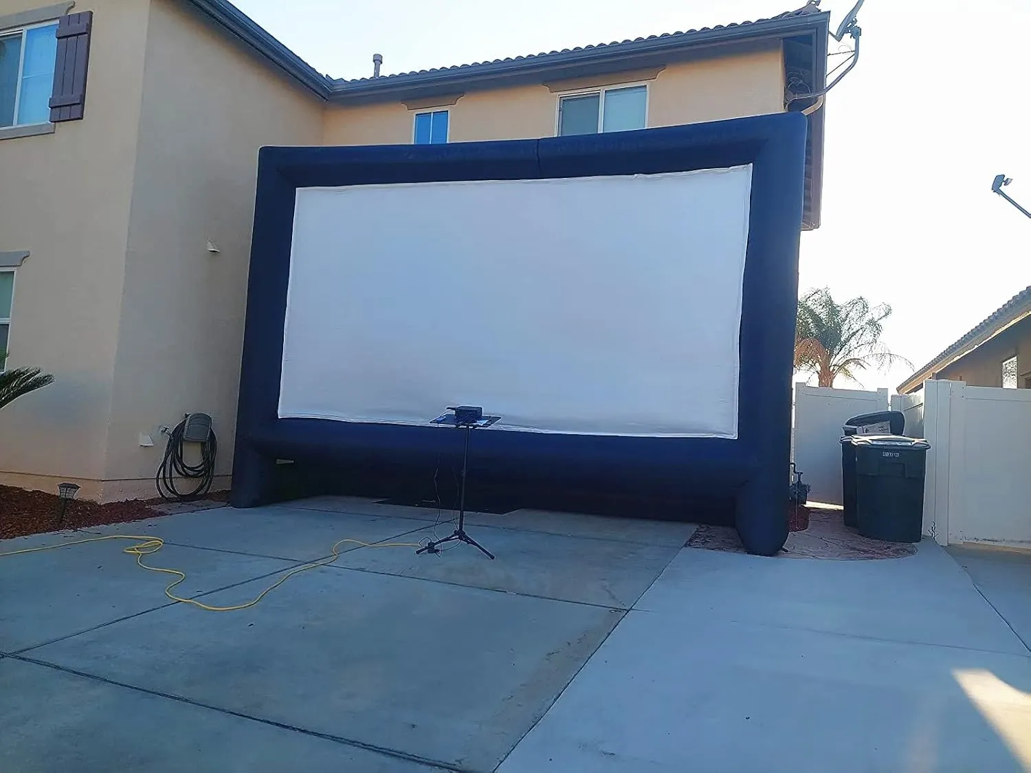 24 Feet Inflatable Projector Movie Screen Outdoor Indoor, Portable Blow Up Cinema Projection Screen, with Air Blower, Tie-Downs and Storage Bag, for Backyard Pool Party Movie Nights