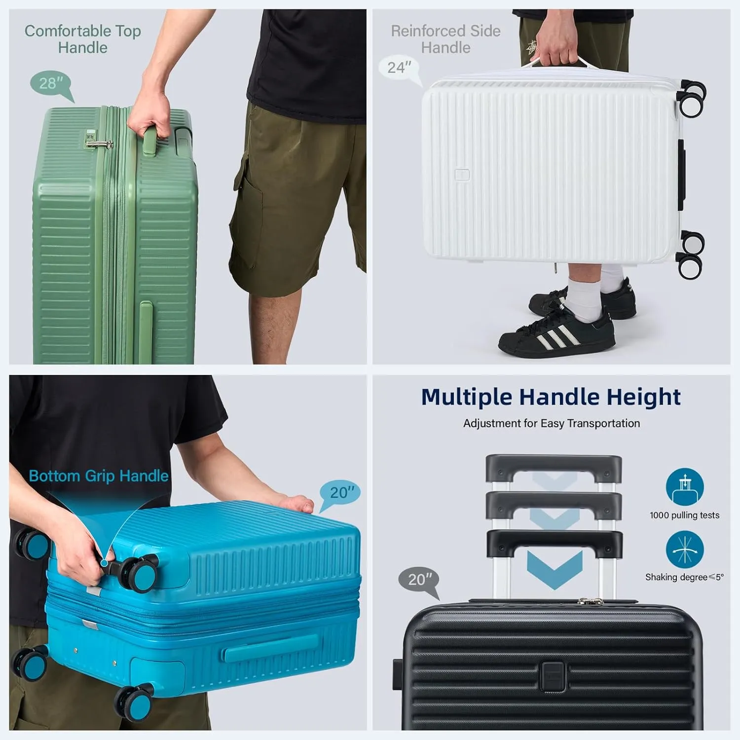 28 Inch Luggage Hard Shell Suitcases, Expandable Travel Checked Luggage 28 Inch, Large Check In Luggage with Spinner Wheels Cup Holder Charger Built in Lightweight Suitcase, Forest Green