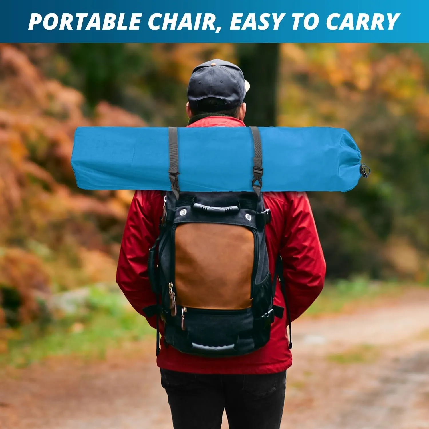 2PCS Folding Outdoor Beach Camp Chair with Cup Holder, Storage Pocket, Waterproof Bag Outdoor Arm Chair, Supports 225LBS, Blue