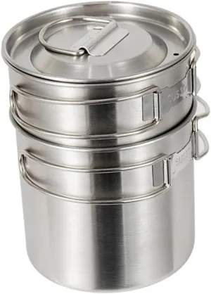 2pcs Large Capacity Stainless Steel Camping Cups Lids Collapsible Drinking Cups for Hiking Portable Bowl Set for Bbq Backpacking