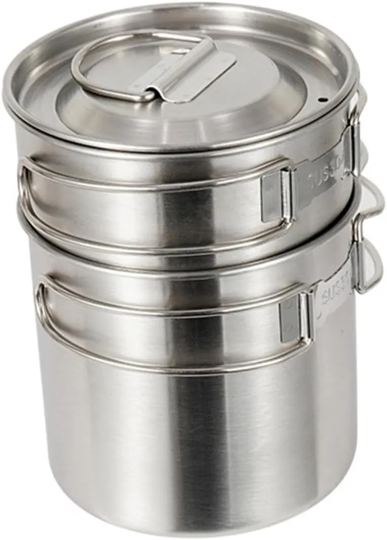 2pcs Large Capacity Stainless Steel Camping Cups Lids Collapsible Drinking Cups for Hiking Portable Bowl Set for Bbq Backpacking