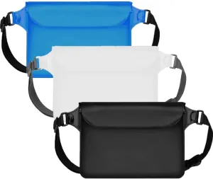 3-Pack Waterproof Bag with Adjustable Waistband and Touch Sensitive Screen, Keeping Your Phone and Valuables Dry, Perfect for Drifting, Swimming, Kayaking, Rowing, Fishing… (Black White Bule)