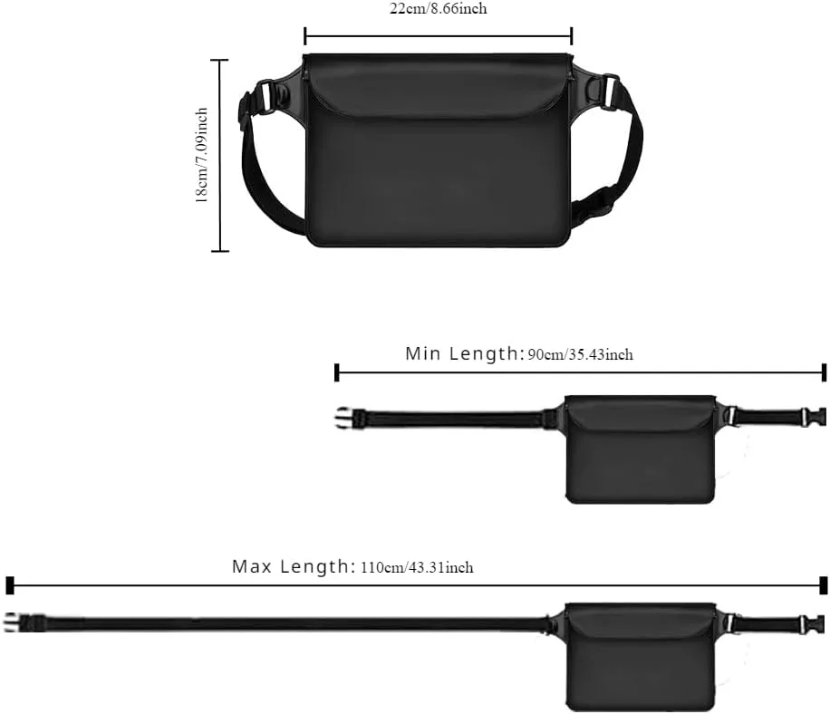 3-Pack Waterproof Bag with Adjustable Waistband and Touch Sensitive Screen, Keeping Your Phone and Valuables Dry, Perfect for Drifting, Swimming, Kayaking, Rowing, Fishing… (Black White Bule)