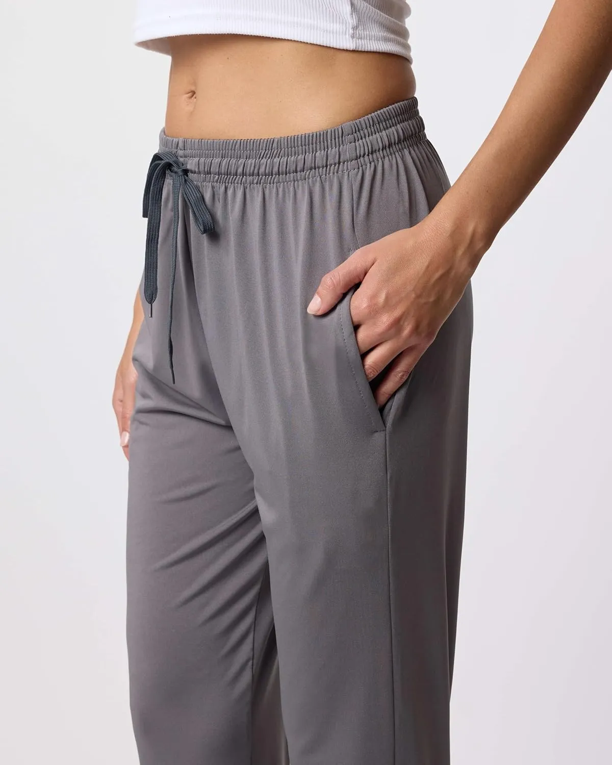 3 Pack: Women's Ultra-Soft Silky Dry Fit Lounge Joggers Lightweight Dry-Fit Pants with Pockets (Available in Plus)