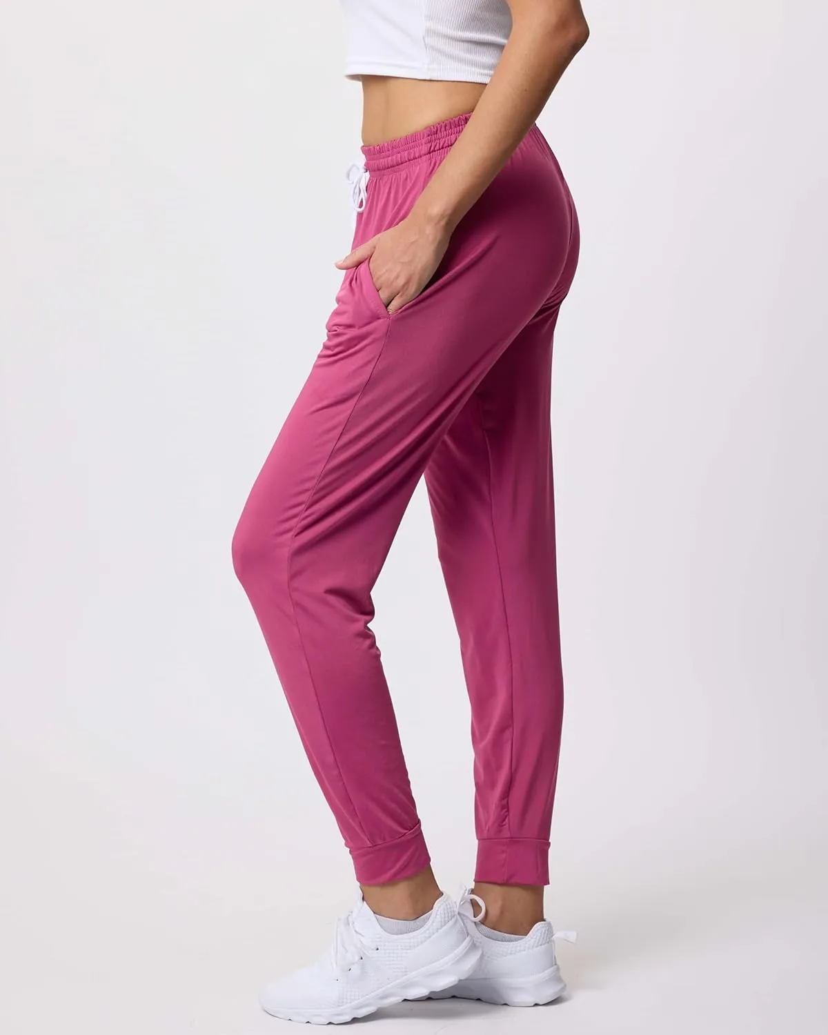 3 Pack: Women's Ultra-Soft Silky Dry Fit Lounge Joggers Lightweight Dry-Fit Pants with Pockets (Available in Plus)