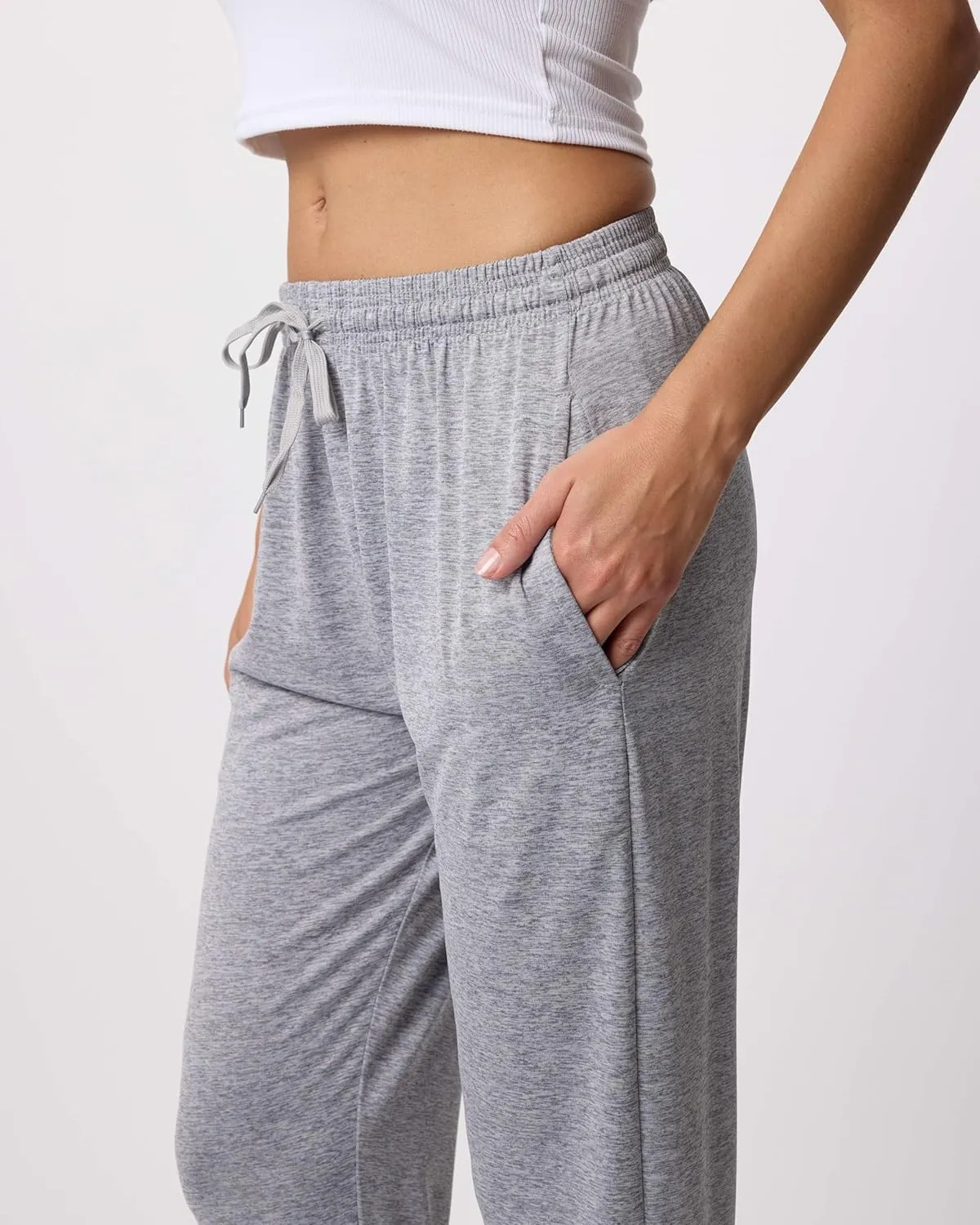 3 Pack: Women's Ultra-Soft Silky Dry Fit Lounge Joggers Lightweight Dry-Fit Pants with Pockets (Available in Plus)