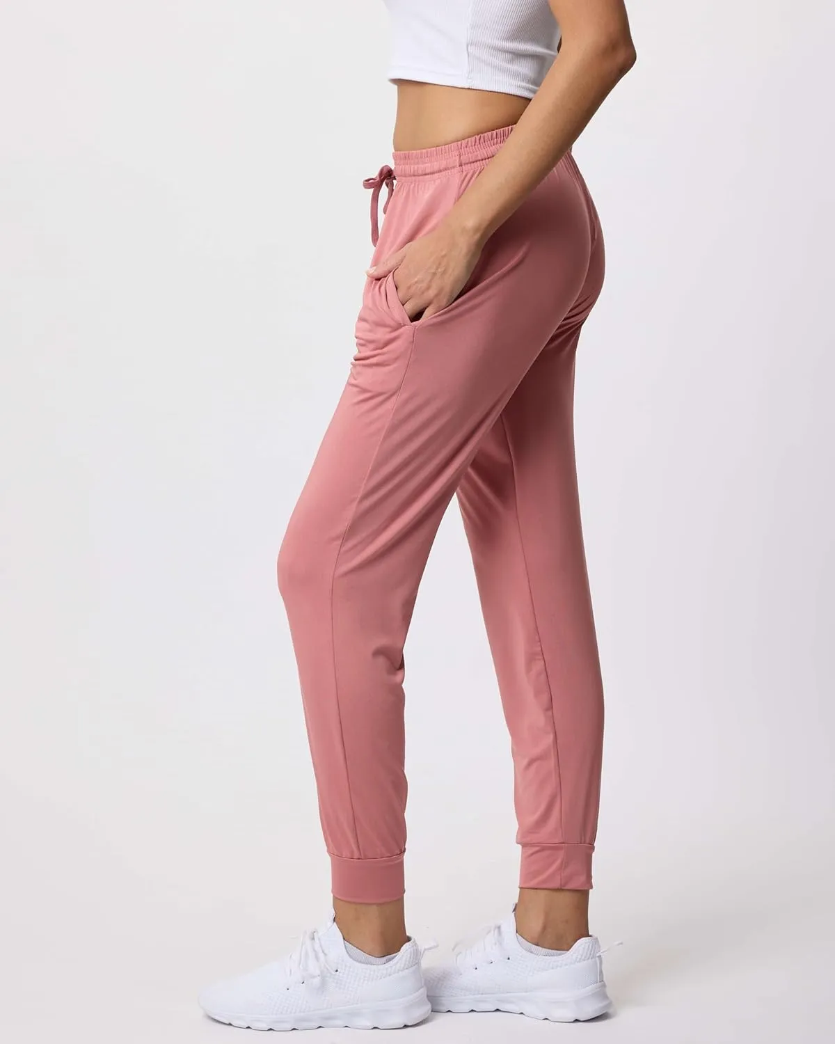 3 Pack: Women's Ultra-Soft Silky Dry Fit Lounge Joggers Lightweight Dry-Fit Pants with Pockets (Available in Plus)