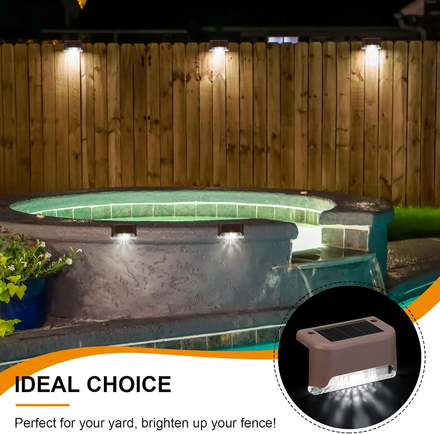 32 Pcs Solar Deck Lights Outdoor, Waterproof LED Solar Step Fence Lights for Stairs, Step, Railing, Patio, Driveway, Garden, Pathway and Yard(Brown Shell Cool White Light)