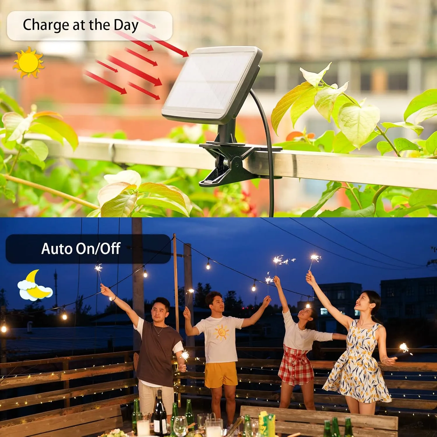 35 FT Solar String Lights with Remote, Dimmable Waterproof Outdoor Lights - Solar Powered for Patio, Garden, Backyard, Camping