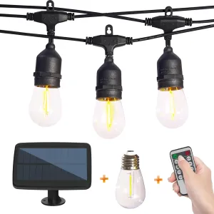 35 FT Solar String Lights with Remote, Dimmable Waterproof Outdoor Lights - Solar Powered for Patio, Garden, Backyard, Camping