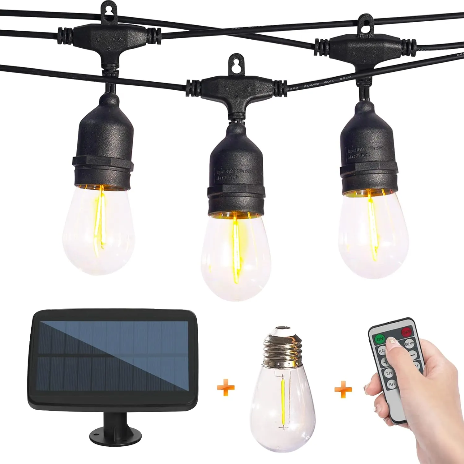 35 FT Solar String Lights with Remote, Dimmable Waterproof Outdoor Lights - Solar Powered for Patio, Garden, Backyard, Camping