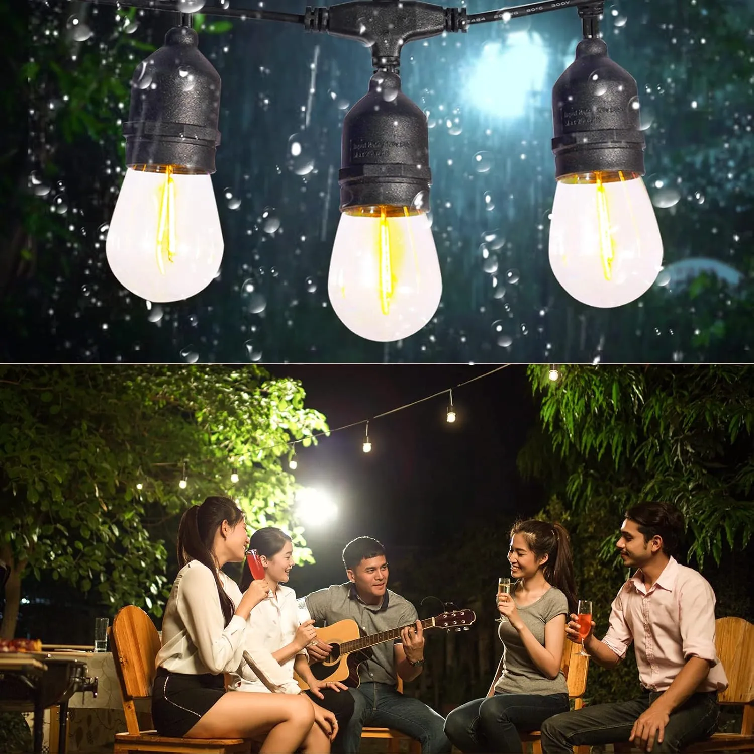 35 FT Solar String Lights with Remote, Dimmable Waterproof Outdoor Lights - Solar Powered for Patio, Garden, Backyard, Camping