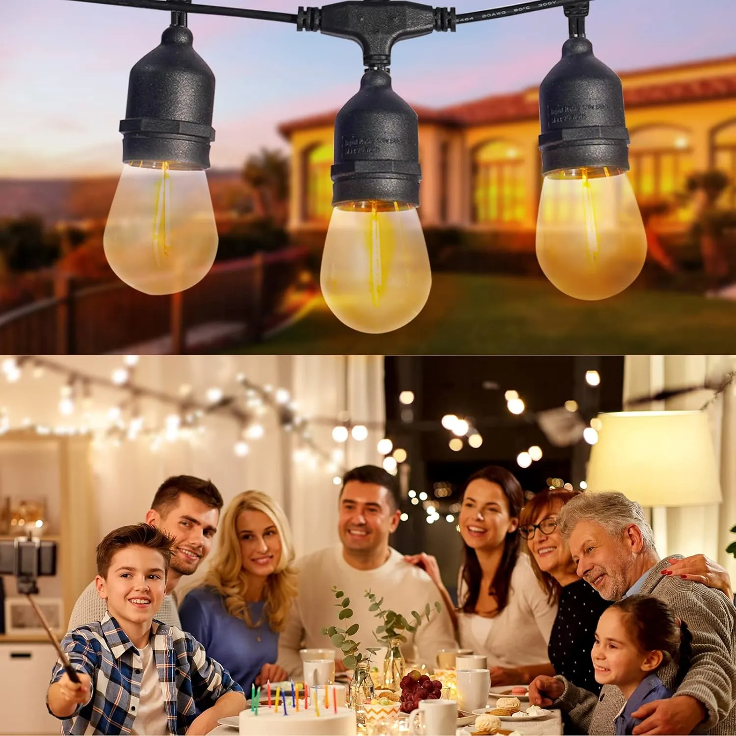 35 FT Solar String Lights with Remote, Dimmable Waterproof Outdoor Lights - Solar Powered for Patio, Garden, Backyard, Camping