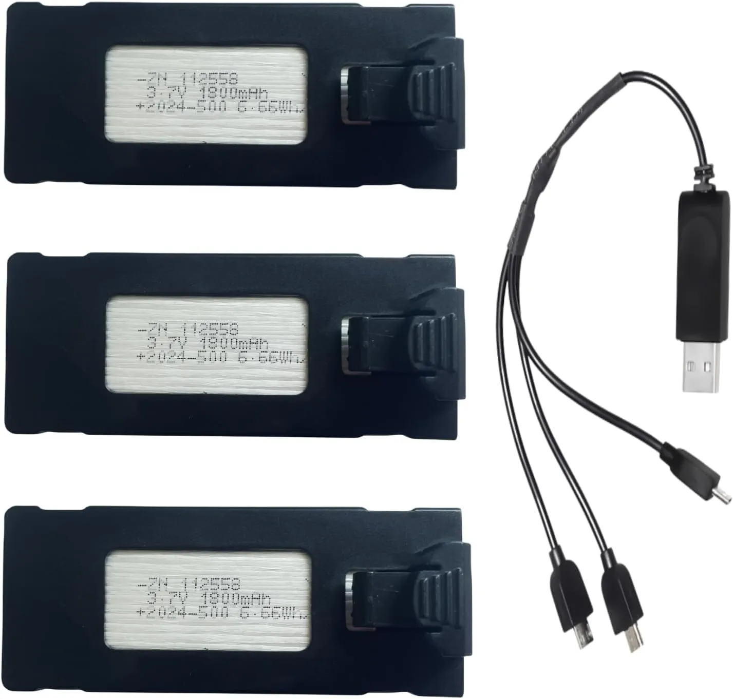 3.7V 1800mAh Rechargable Battery for E88 E88PRO E99 E99PRO E525 P5 PRO P15 P15PRO LS-S1S V88 Drone Replacement Battery Quadcopter Battery with USB Charging Cable (Black)