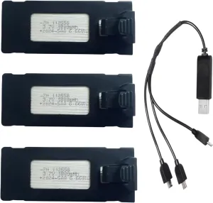 3.7V 1800mAh Rechargable Battery for E88 E88PRO E99 E99PRO E525 P5 PRO P15 P15PRO LS-S1S V88 Drone Replacement Battery Quadcopter Battery with USB Charging Cable (Black)