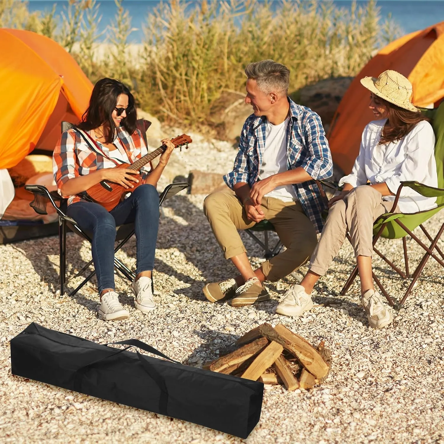 39IN Camp Chair Replacement Bag [2PCS] - 600D Oxford Folding Chair Carrying Storage Bag with Shoulder Strap Use for Camping & Travel [Black, 7.9INx7.9IN WxH]