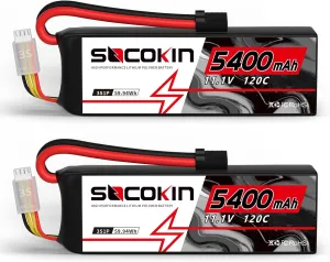 3S Lipo Battery 11.1V 3 Cell 5400mAh Lipo Batteries 120C Soft Case RC Lipo Battery with TR Plug for Arrma 1/10 Scale RC Crawler Buggy Truggy Monster Car Boat Truck Racing RC Hobby (2 Pack)