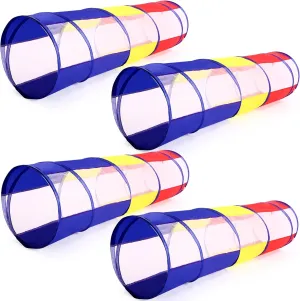 4 Pcs Multicolored Play Tunnel for Kids Crawl and Explore Tent 6ft Pop up Baby Crawl Play Tunnel with See Through Mesh Sides for Toddler Indoor Outdoor Crawling Game