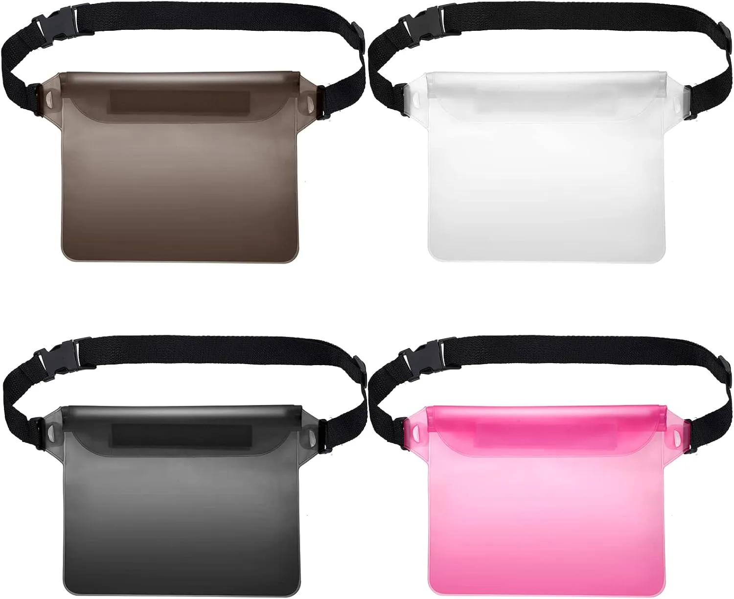 4 Pcs Waterproof Pouch with Adjustable Waist Strap, Screen Touch Waterproof Bag Waterproof Waist Pouch to Keep Your Phone and Valuables Dry for Kayaking Swimming Diving Boating Fishing Snorkeling Pool
