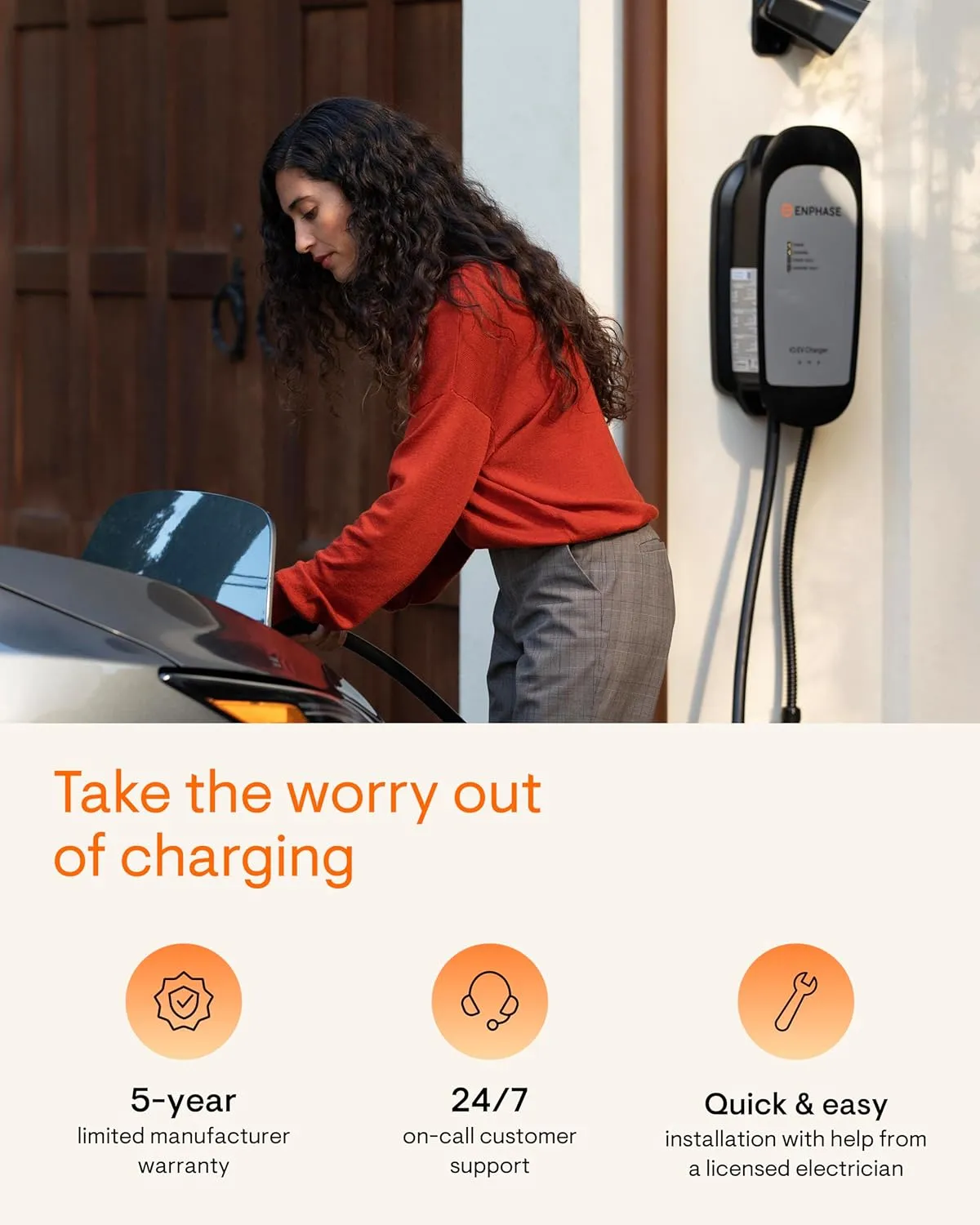 40 Amp Plug-in Smart EV Charger - Enphase IQ 50 with NEMA 14-50 Plug, 9.6kW, 240V, 5-Year Warranty, Wi-Fi Connected, Safety Certified, 25ft Cable & Ruggedized J1772 Connector