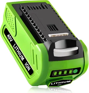 40V 6.0Ah Replacement for Greenworks 40V Battery Lithium Ion 29252 20202 22262 25312 25322 20642 22272 27062 21242 Compatible with GreenWorks G-MAX Battery 40 Volt Cordless Chainsaw Tools (Green)