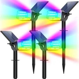 49 LED Solar Spot Lights Outdoor Waterproof Color Changing, Solar Christmas Lights Outside, [7 Lighting Mode/4 Pack] Flood Powered Spotlights for Yard Garden Pathway Landscape Tree Decorations