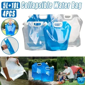 4pcs Folding Water Storage Bag Portable Bucket for Camping Hiking Outdoor Sports