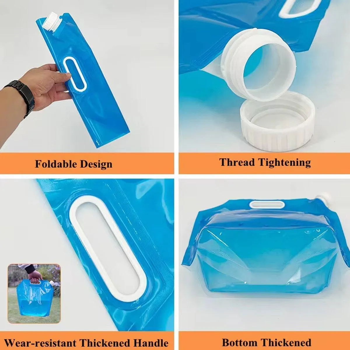 4pcs Folding Water Storage Bag Portable Bucket for Camping Hiking Outdoor Sports