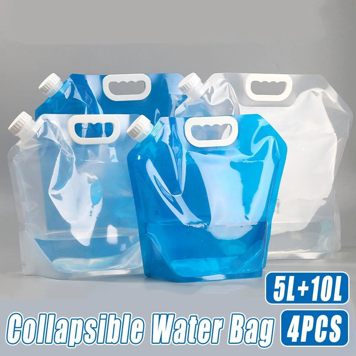 4pcs Folding Water Storage Bag Portable Bucket for Camping Hiking Outdoor Sports