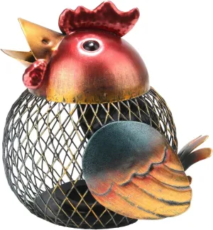 5 inches Vintage Chicken Coin Bank,Metal Iron Piggy Bank for Kids & Adults,Decorative Money Saving Box for Study Room Office Desk Retro Home Décor Gift