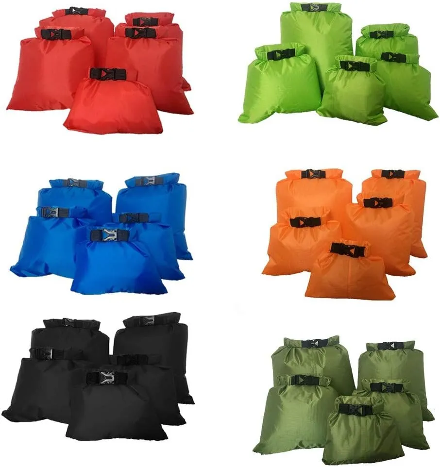 5 Pack Safe & Dry Bag with Water Resistant, Ultralight 1.5L-6L Dry Sack Packing Waterproof Storage Bags for Kayaking, Camping, Boating, Floating and Outdoor Surviva