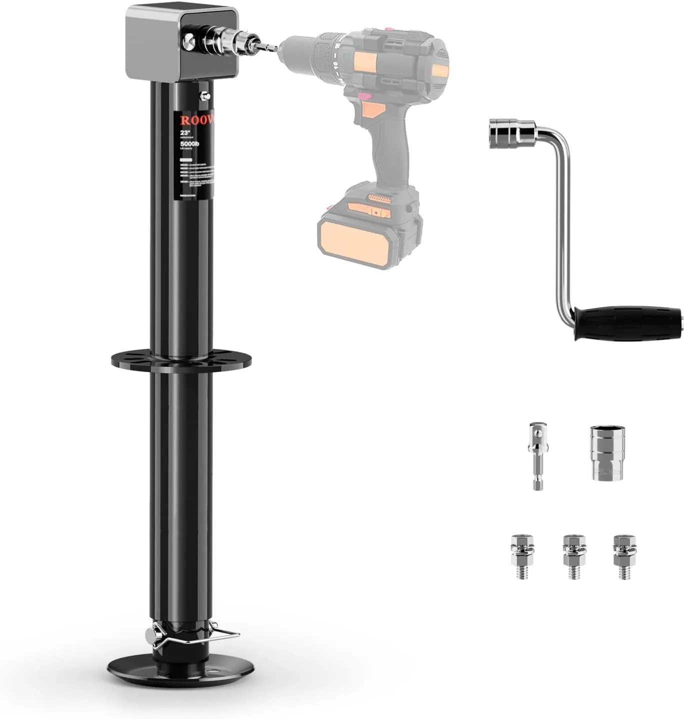 5000 lbs A-Frame Trailer Jack, Drill Powered Boat Jack, Gary (Black)