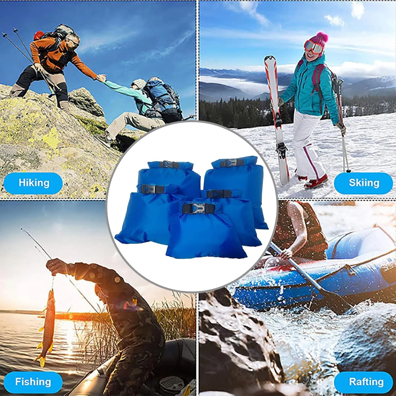 5Pcs Lightweight Dry Bag Roll Top Sacks Keep Gear Dry For Hikings Beach Fishing Campings Raftings