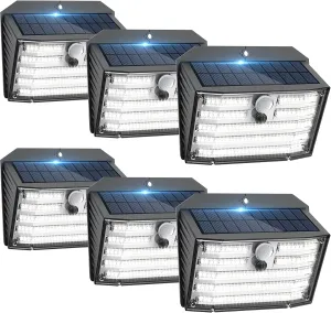[6 Packs] Solar Motion Lights Outdoor, Ultra Bright Solar Fence Lights with Motion Sensor, IP65 Waterproof Security Lights 3 Modes, 270° Lighting Angle, Wall Lights for Deck Patio Fence Garage Door