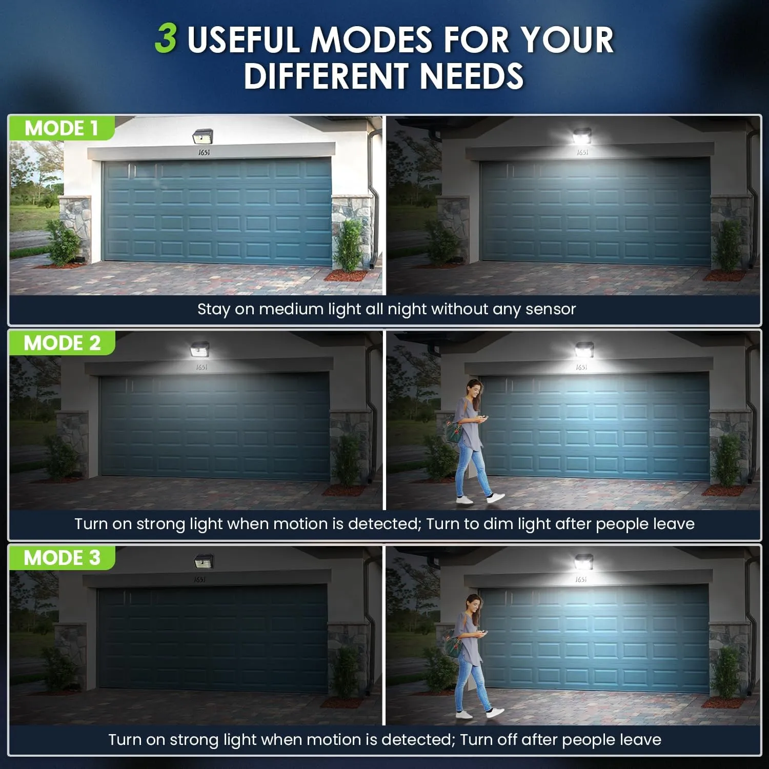[6 Packs] Solar Motion Lights Outdoor, Ultra Bright Solar Fence Lights with Motion Sensor, IP65 Waterproof Security Lights 3 Modes, 270° Lighting Angle, Wall Lights for Deck Patio Fence Garage Door