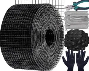 6in X 150ft Solar Panel Bird Guard, 100PCS Fastener Clips 1PCS Gloves 1PCS Plier Solar Panel Critter Guard, 1/2inch Mesh PVC Vinyl Coated Galvanized, Pigeon Fence Effective Bird Deterrence