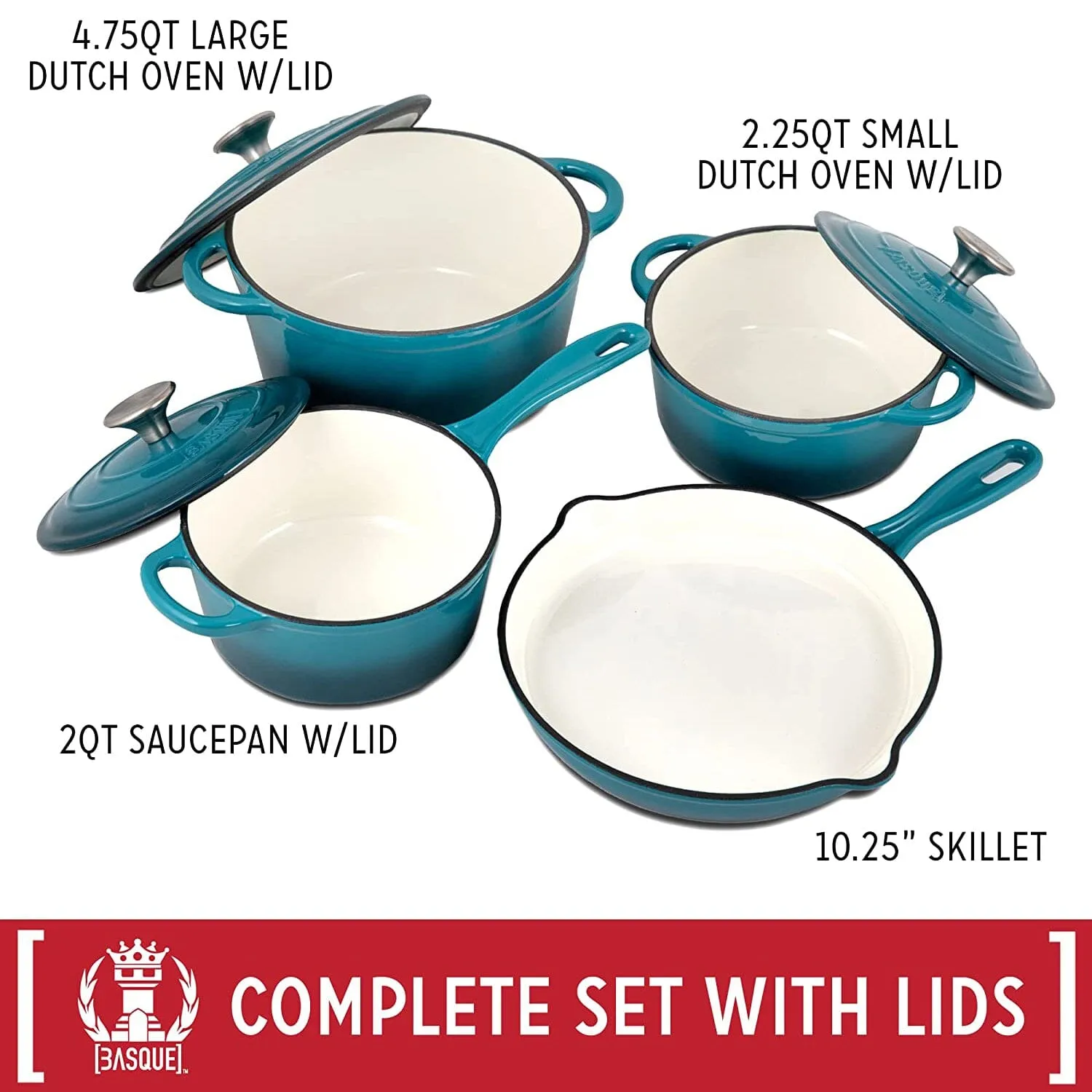 7-Piece: Basque Enameled Cast Iron Cookware Set