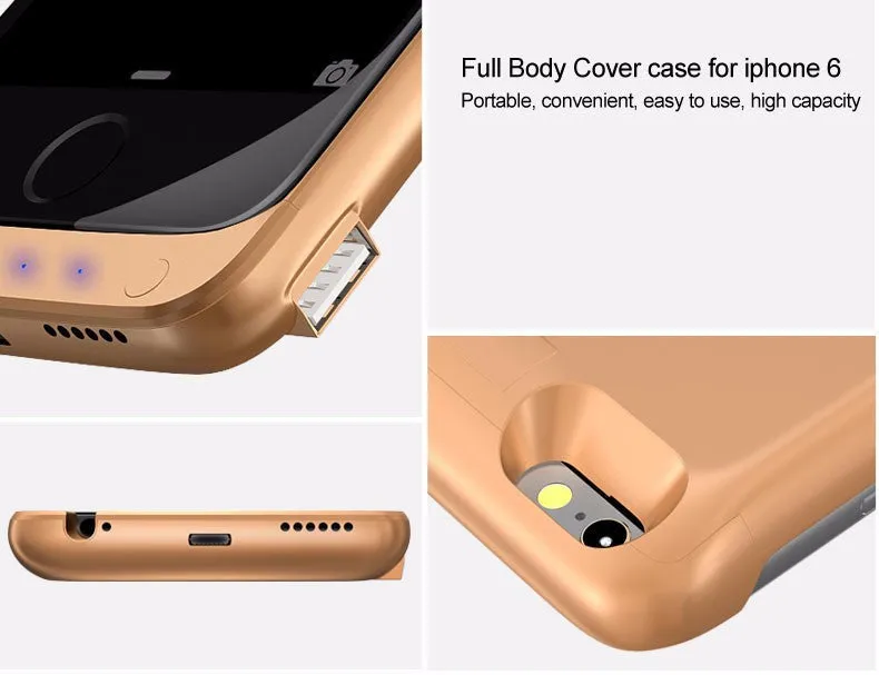 7000mAh Rechargeable Backup Power Case Cover for iPhone 6 External Battery Charger Case for iPhone 6Plus Power Bank Case 8000mAh
