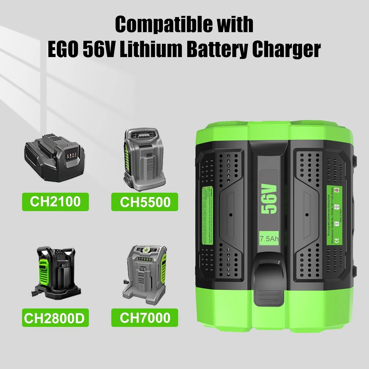 7500mAh Replacement for EGO 56V Lithium-Ion Battery Compatible with EGO 56 Volt Battery Power  Tools BA2800 BA4200 BA4200T CS1604 CS1804 CS1403 HT2400 LB6504 LB5804 LB6500 LB4800 PH1400 Power Tools