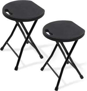 7Penn 2pk Tall Folding Stool Chair with Handle - 440lb Cap Portable Home, Dorm, RV Small Foldable Bar Stools for Adults