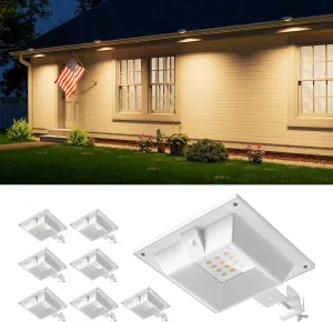 8 Pack Solar Powered Gutter Lights Outdoor Decorative Waterproof 12 LEDs Yard Lamp for Fence, Railing, Outside Wall, Deck, Garden, Path, Backyard, Walkway, Patio, No Drilling Installation (Warm White)