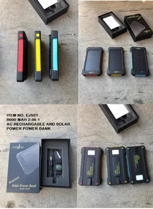 8500MAH POWER BANK W/SOLAR PANEL
