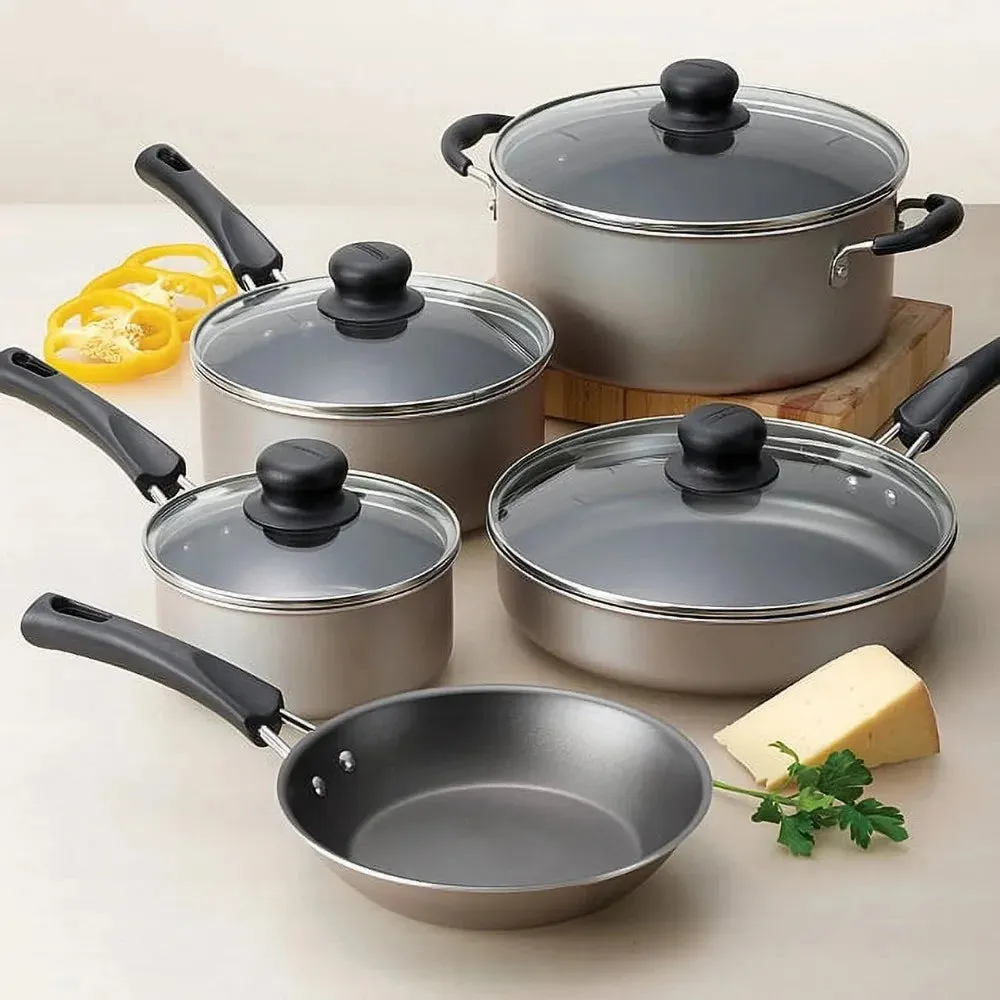 9-Piece Red Nonstick Cookware Set