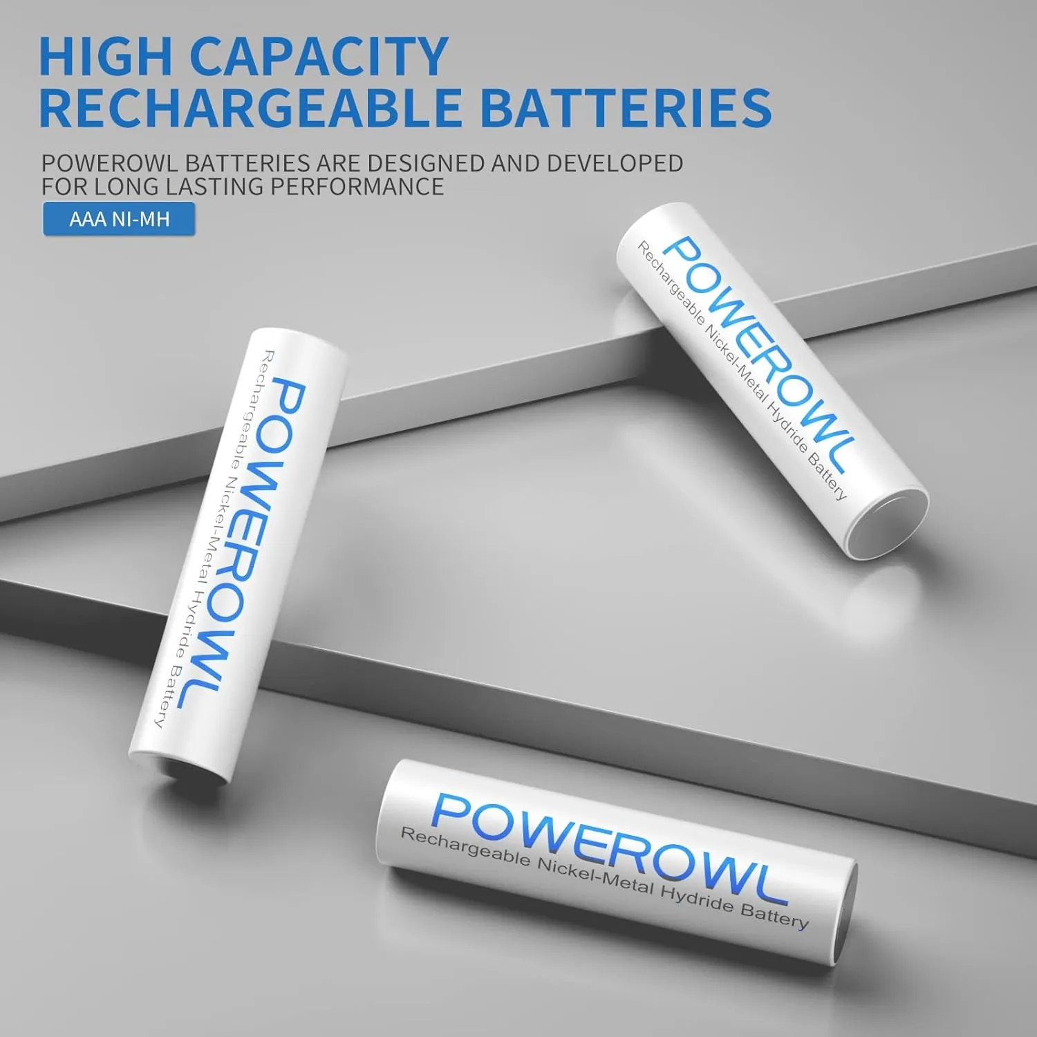 AAA Rechargeable Batteries 16 Pack w/Charger, POWEROWL High Capacity Rechargeable AAA Batteries 1000mAh 1.2V NiMH Low Self Discharge