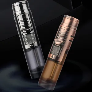 ABS Metal Lighter, Windproof Transparent Window Lighter, Butane Portable Lighter, Adjustable Flame Lighter for Indoor, Outdoor, Camping, etc. (2 Pack)(Black)