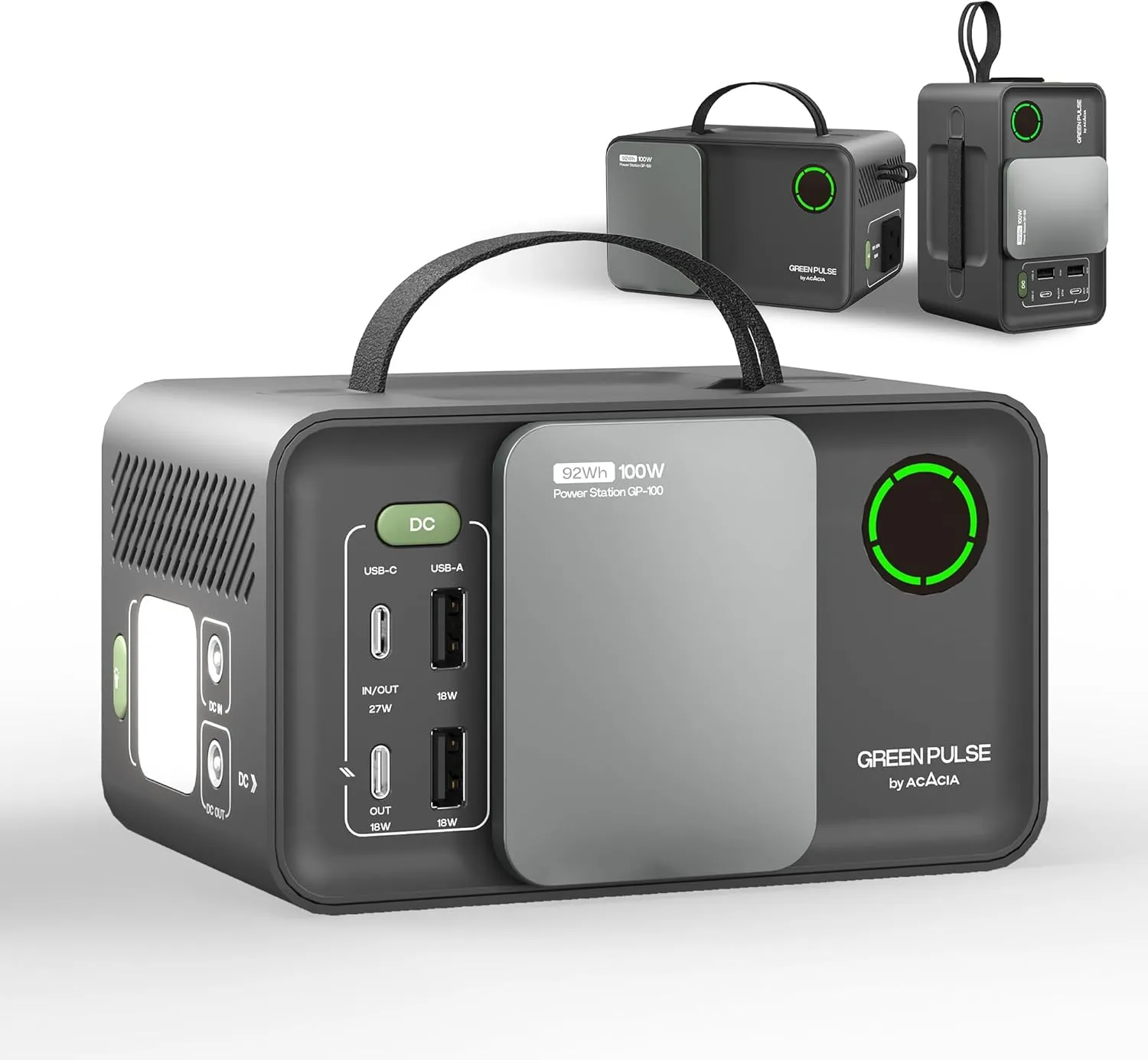 ACACIA 92.16Wh Portable Power Station 25600mAh Camping Solar Generator,Lithium Battery Power with 100W AC,DC,USB QC3.0,PD 3.0,LED Flashlight Solar Power Bank for Home,Camping Emergency, Black