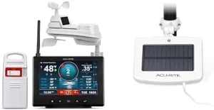 AcuRite Iris (5-in-1) Weather Station for Indoor/Outdoor Temperature and Humidity, Wind Speed/Direction, and Rainfall with High-Definition Display, Solar Power Pack, and Lightning Detection (01024M)